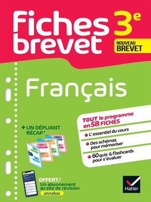 cover image of Fiches brevet Français 3e Brevet 2024